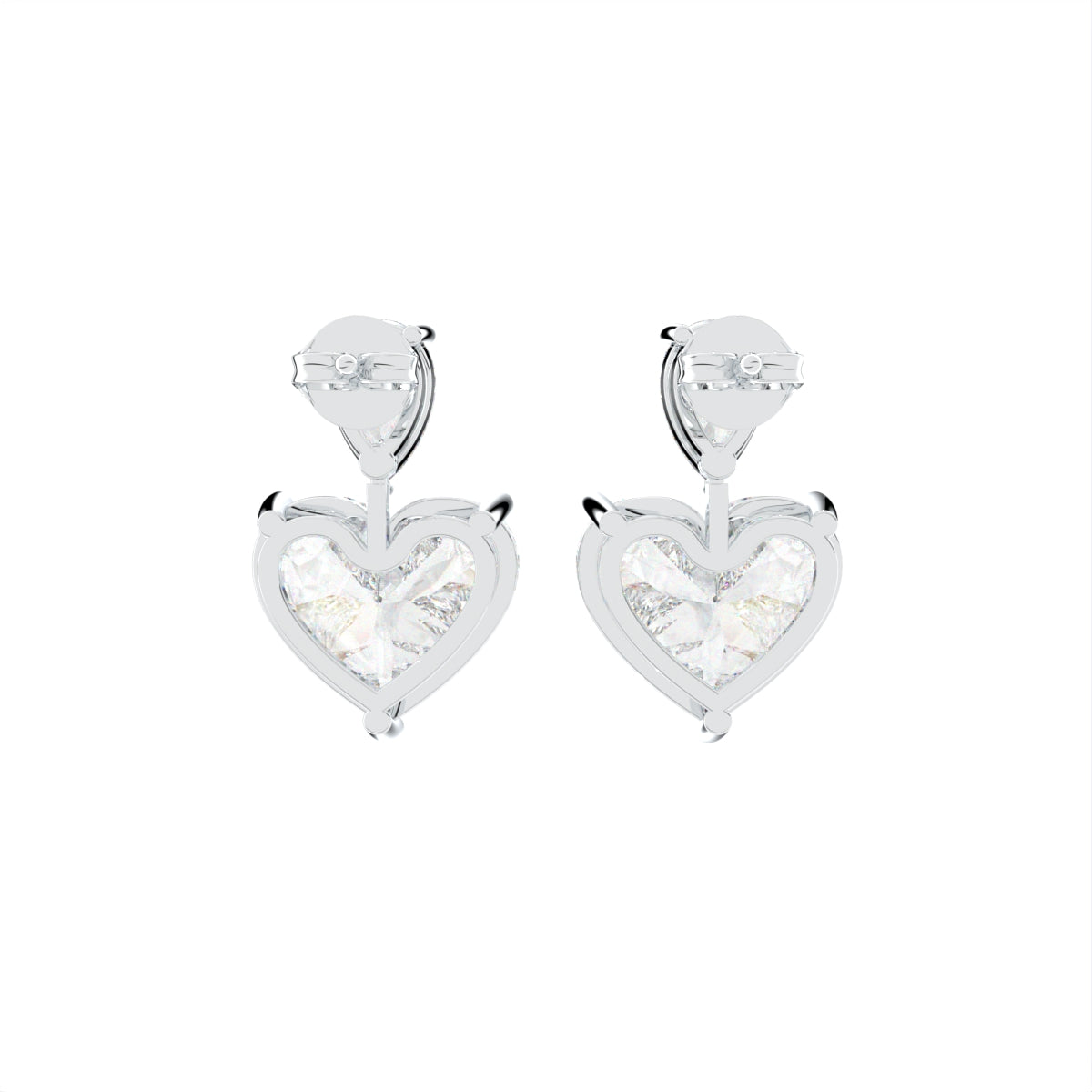 18K Pear Heart Diamond Drop Earrings — BACK
