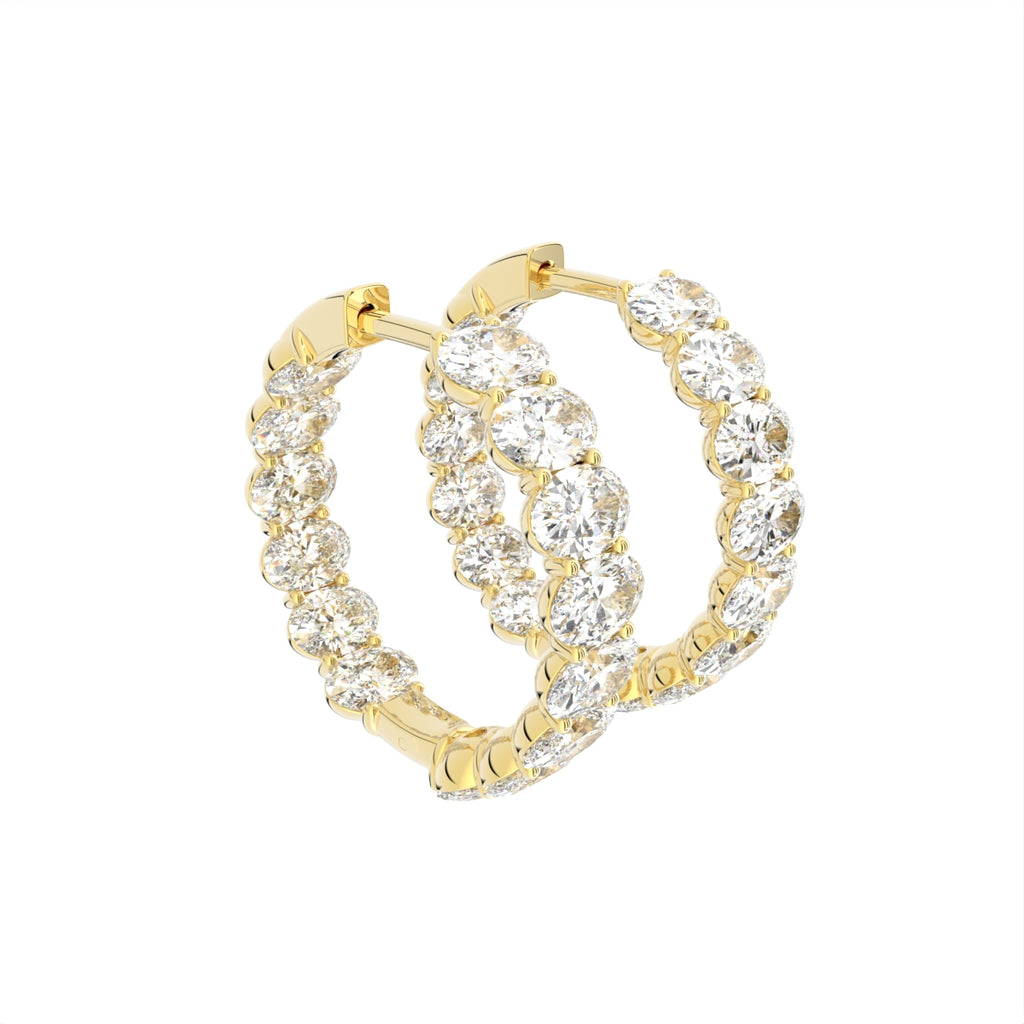 18K Diamond Hoop Earrings — 3D VIEW