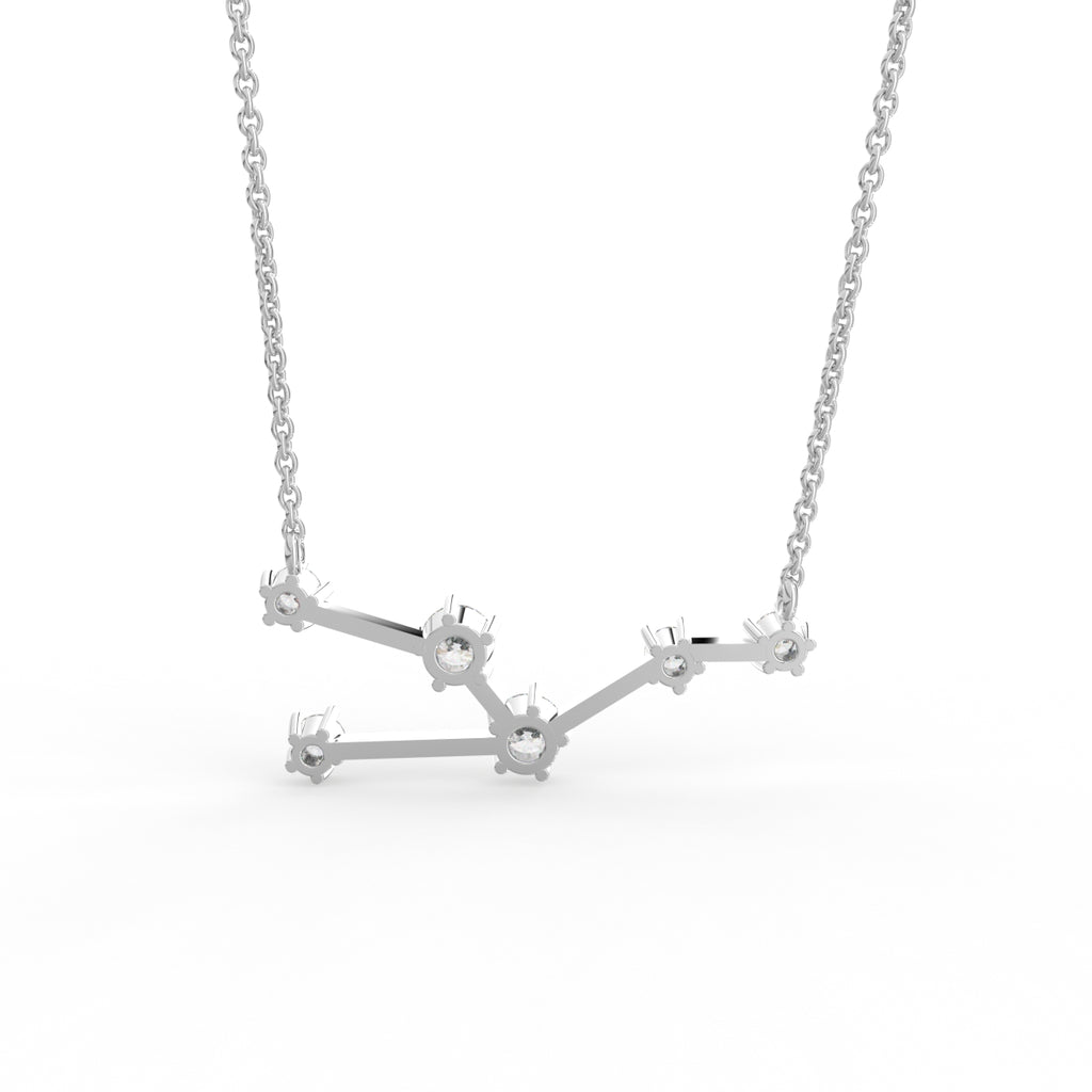 18K Yellow Gold Constellation Round Diamond Pendant — BACK