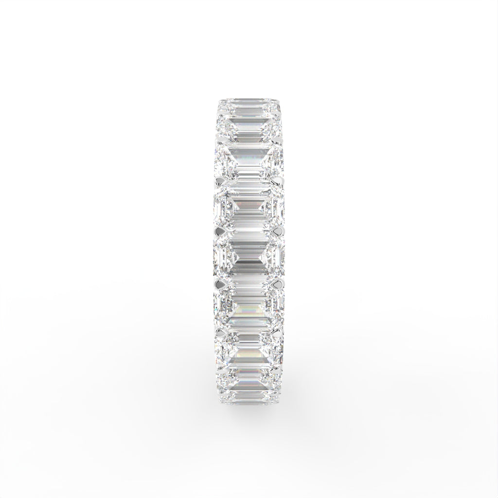 14K White Gold Emerald Diamond Full Eternity Ring — SIDE