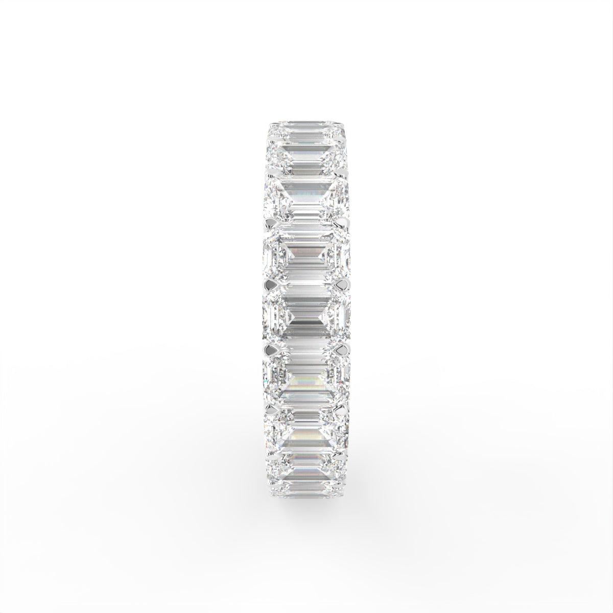 14K White Gold Emerald Diamond Full Eternity Ring — SIDE