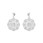 18K Floral Lab Grown Diamond Drop Earrings — TOP