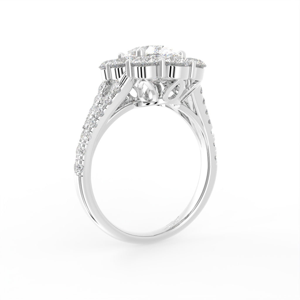 18K Bespoke Oval Diamond Ring — 3D VIEW