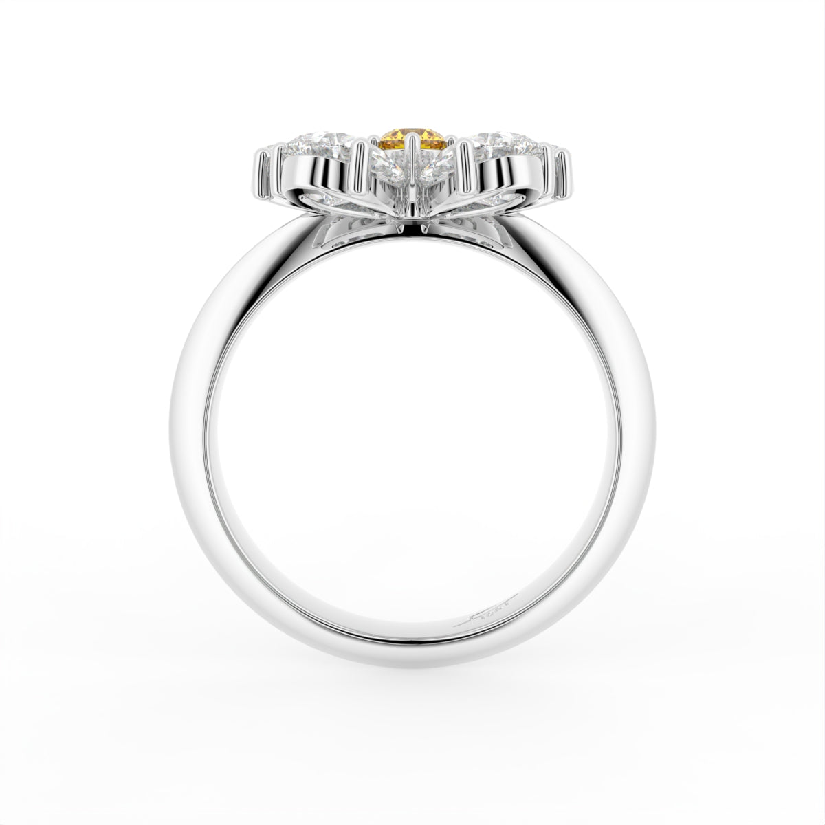 vimg:FJ4939|vimg:FJ4940|vimg:FJ2064|vimg:FJ3175|vimg:FJ3178|14K White Gold Bespoke Pear Diamond Ring — FRONT