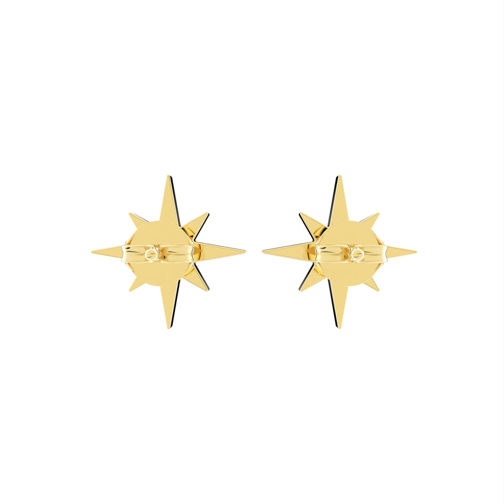 18K Polar Star Diamond Earrings — BACK