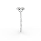 18K Shoulder Set Oval Diamond Engagement Ring — SIDE