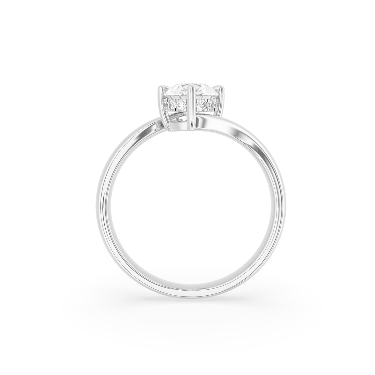 18K Pear Solitaire Diamond Engagement Ring — FRONT