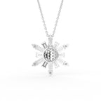 vimg:FJ3341|vimg:FJ3342|14K White Gold Snowflake Round Diamond Pendant — BACK