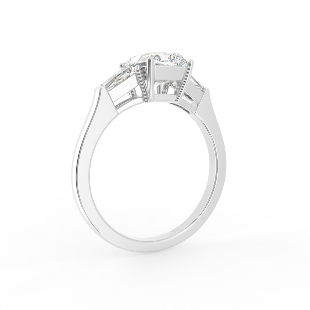 18K Trilogy Diamond Engagement Ring — 3D VIEW