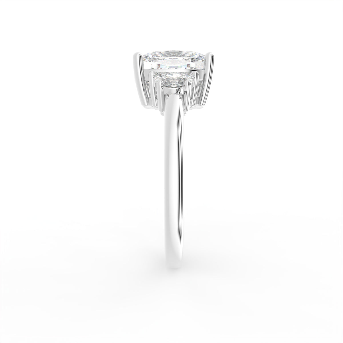 vimg:Z00238|18K Trilogy Cushion Diamond Ring — SIDE