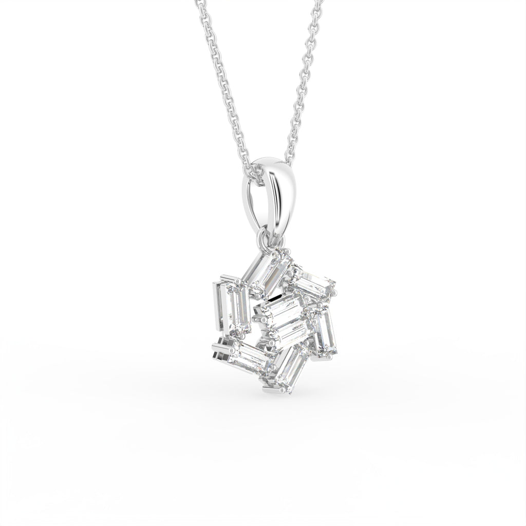 18K Circular Baguette Diamond Pendant — 3D VIEW