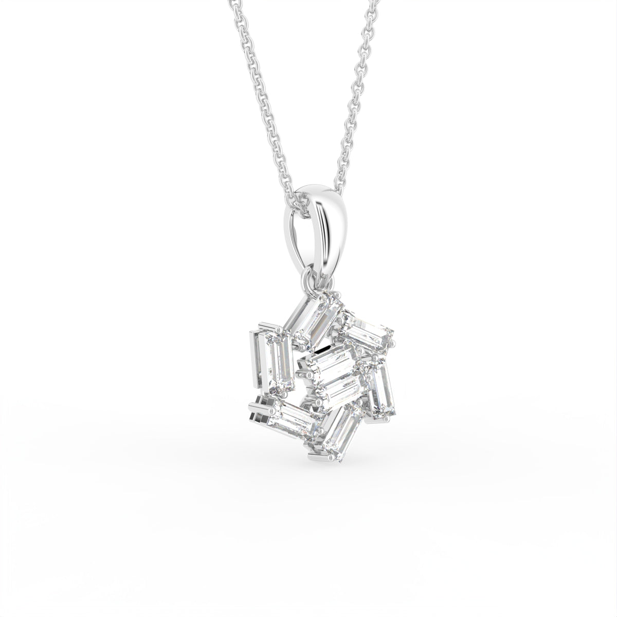 18K Circular Baguette Diamond Pendant — 3D VIEW