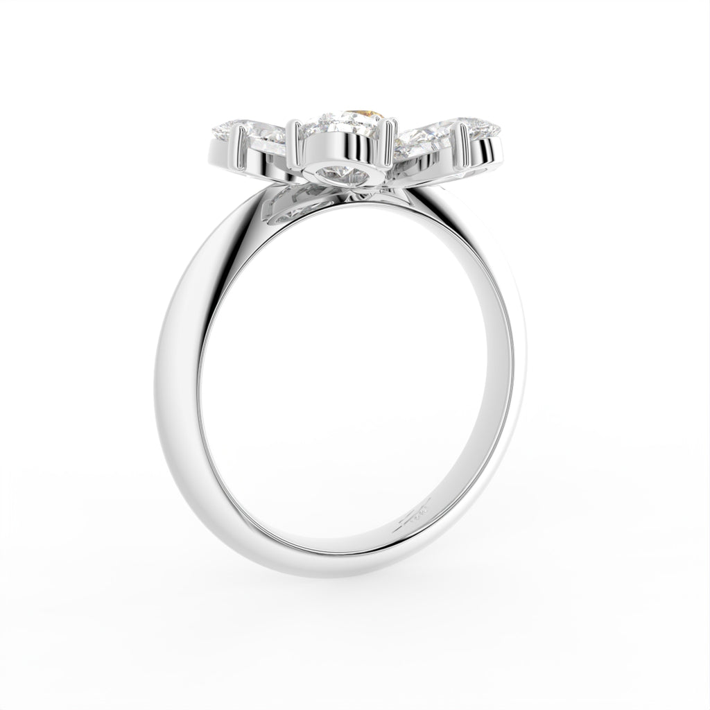 vimg:FJ4939|vimg:FJ4940|vimg:FJ2064|vimg:FJ3175|vimg:FJ3178|14K White Gold Bespoke Pear Diamond Ring — 3D VIEW