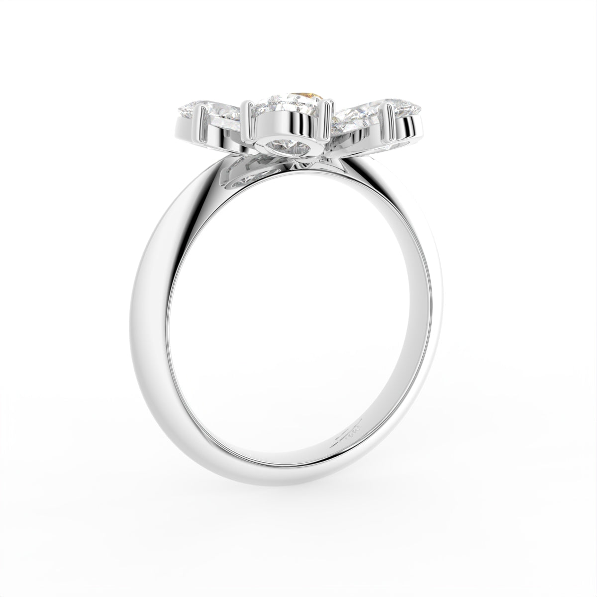 vimg:FJ4939|vimg:FJ4940|vimg:FJ2064|vimg:FJ3175|vimg:FJ3178|14K White Gold Bespoke Pear Diamond Ring — 3D VIEW