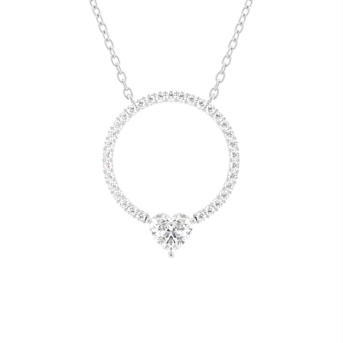 18K Heart Diamond Pendant — FRONT