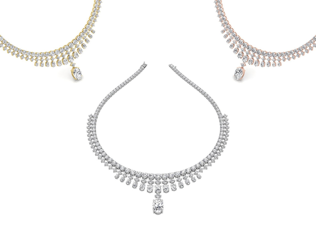 18K Oval Diamond Necklace — 3 COLOR