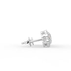 18K Halo Diamond Earrings — SIDE VIEW
