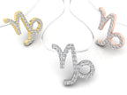 18K White Gold Zodiac Round Diamond Pendant — 3 COLOR