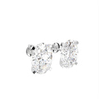 18K Solitaire Oval Diamond Earrings — 3D VIEW