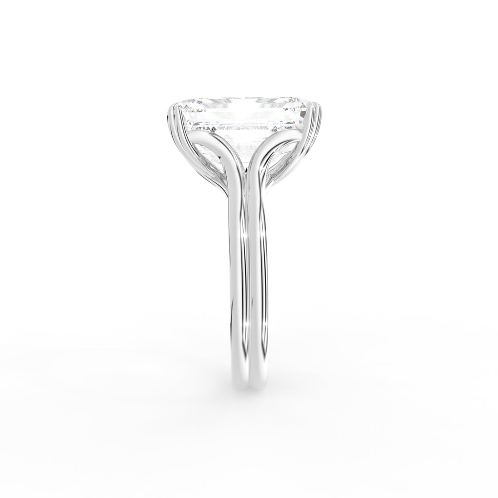18K Emerald Cut Solitaire Diamond Ring — SIDE