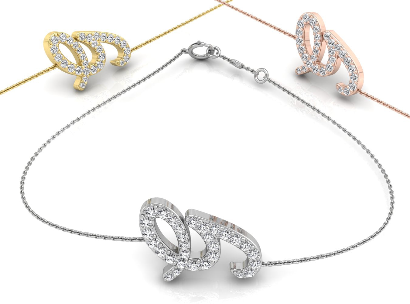 18K Alphabet Diamond Bracelet — 3 COLOR