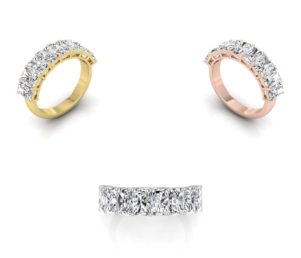 18K Eternity Emerald Diamond Ring — 3 COLOR