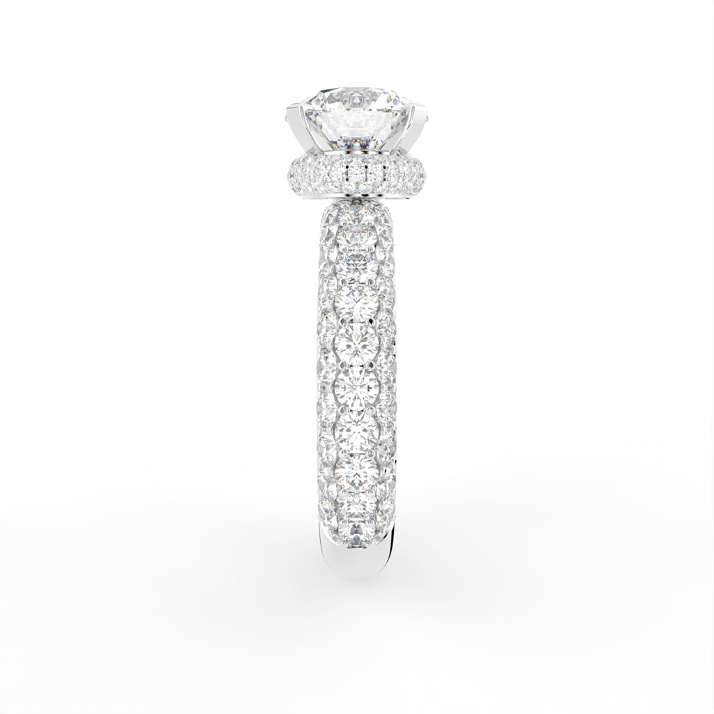 18K Halo Round Brilliant Diamond Engagement Ring — SIDE