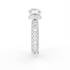 18K Halo Round Brilliant Diamond Engagement Ring — SIDE