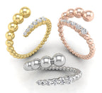 18K Rose Gold Spiral Pave Diamond Ring — 3 COLOR