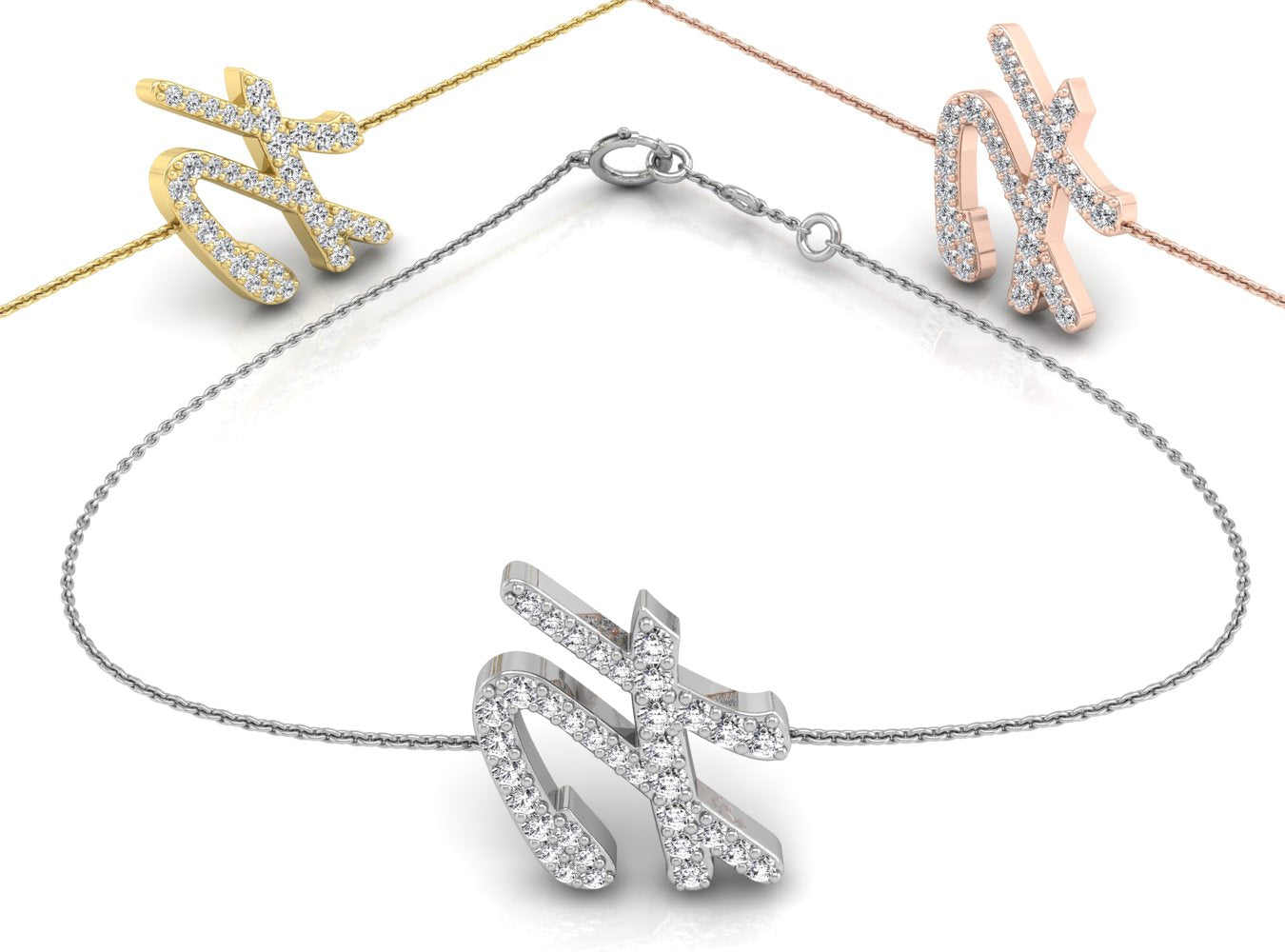 18K Alphabet Diamond Bracelet — 3 COLOR