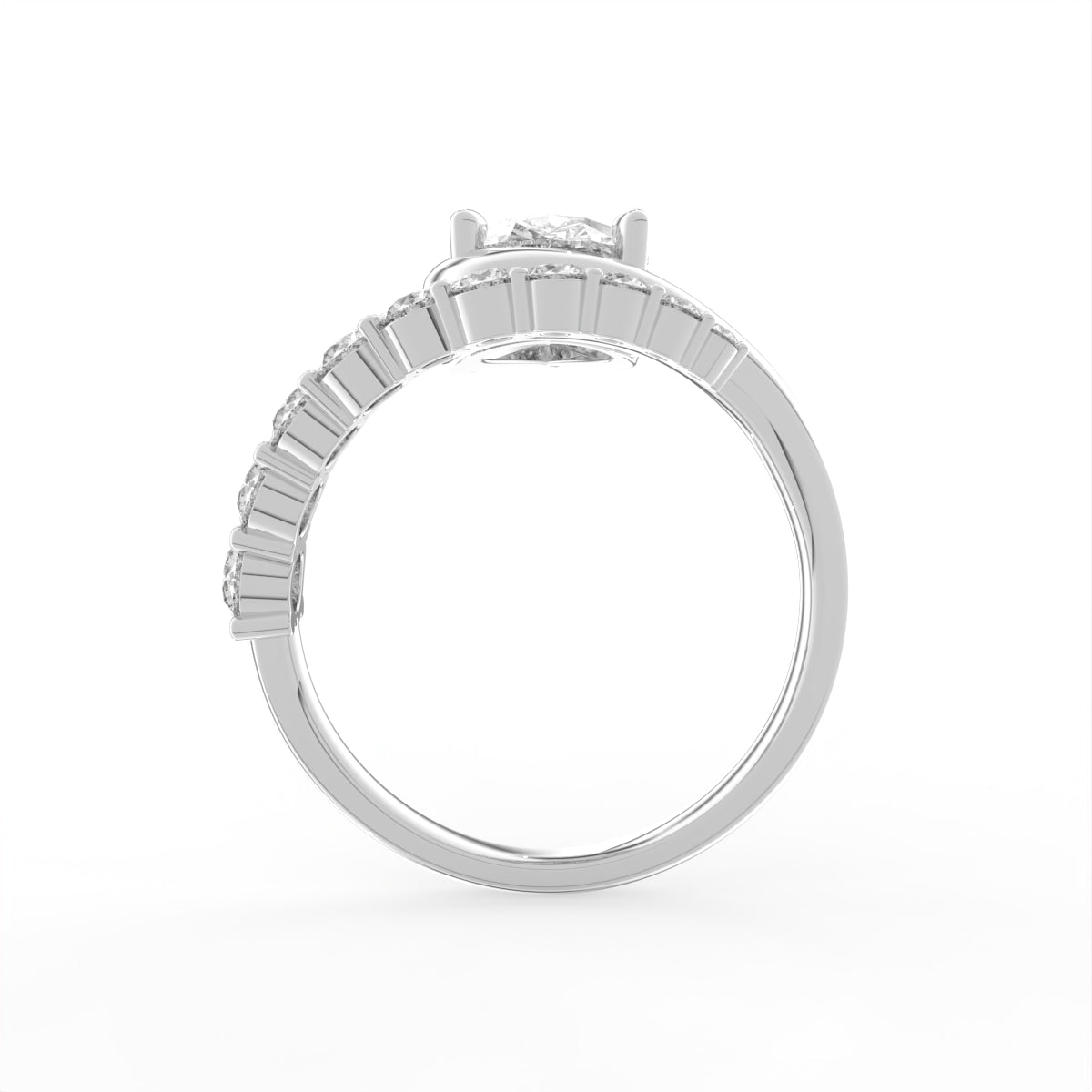 Sterling Silver Pear Diamond Ring — FRONT/BACK