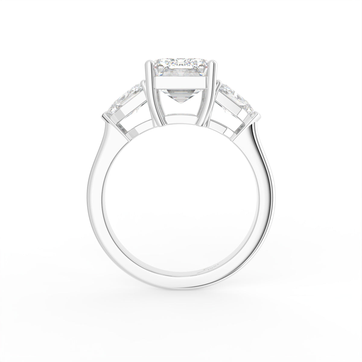 vimg:Z00248|18K Trilogy Emerald Diamond Ring — FRONT