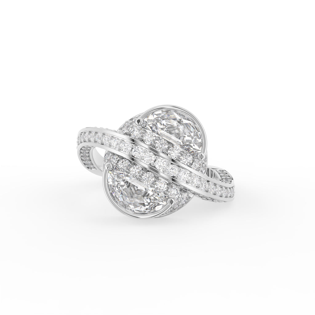 18K Twin Marquise Halo Diamond Ring — TOP