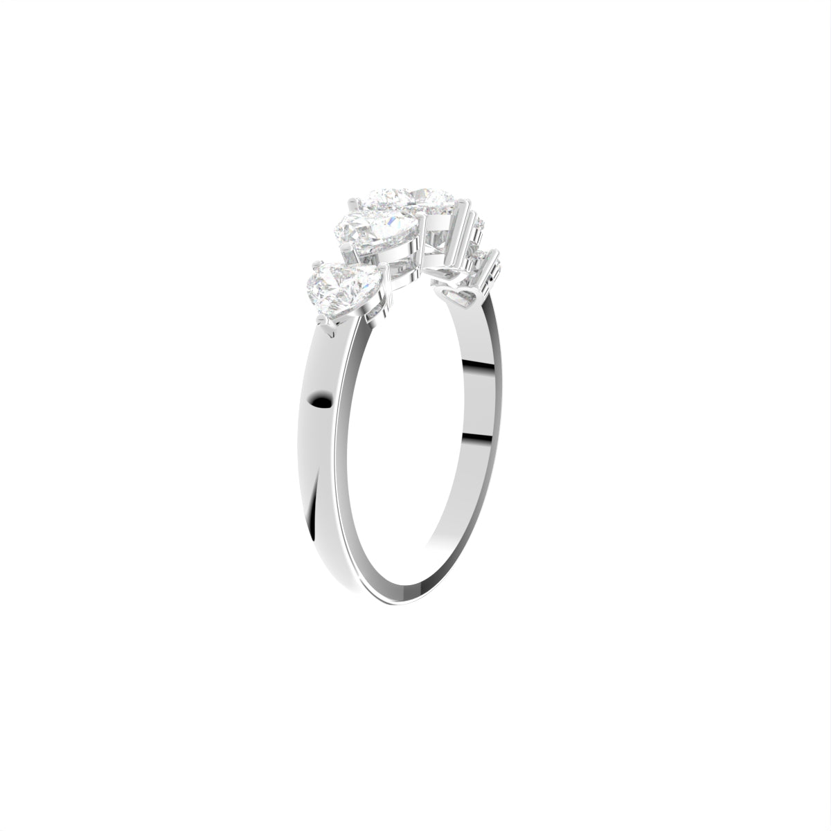 18K Bespoke Heart Diamond Ring — 3D VIEW