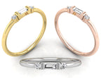 18K Rose Gold Baguette Diamond Promise Ring — 3 COLOR