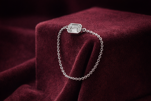 14K Solitaire Emerald Cut Diamond Ring