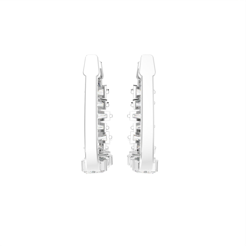 18K Baguette Diamond Hoop Earrings — BACK