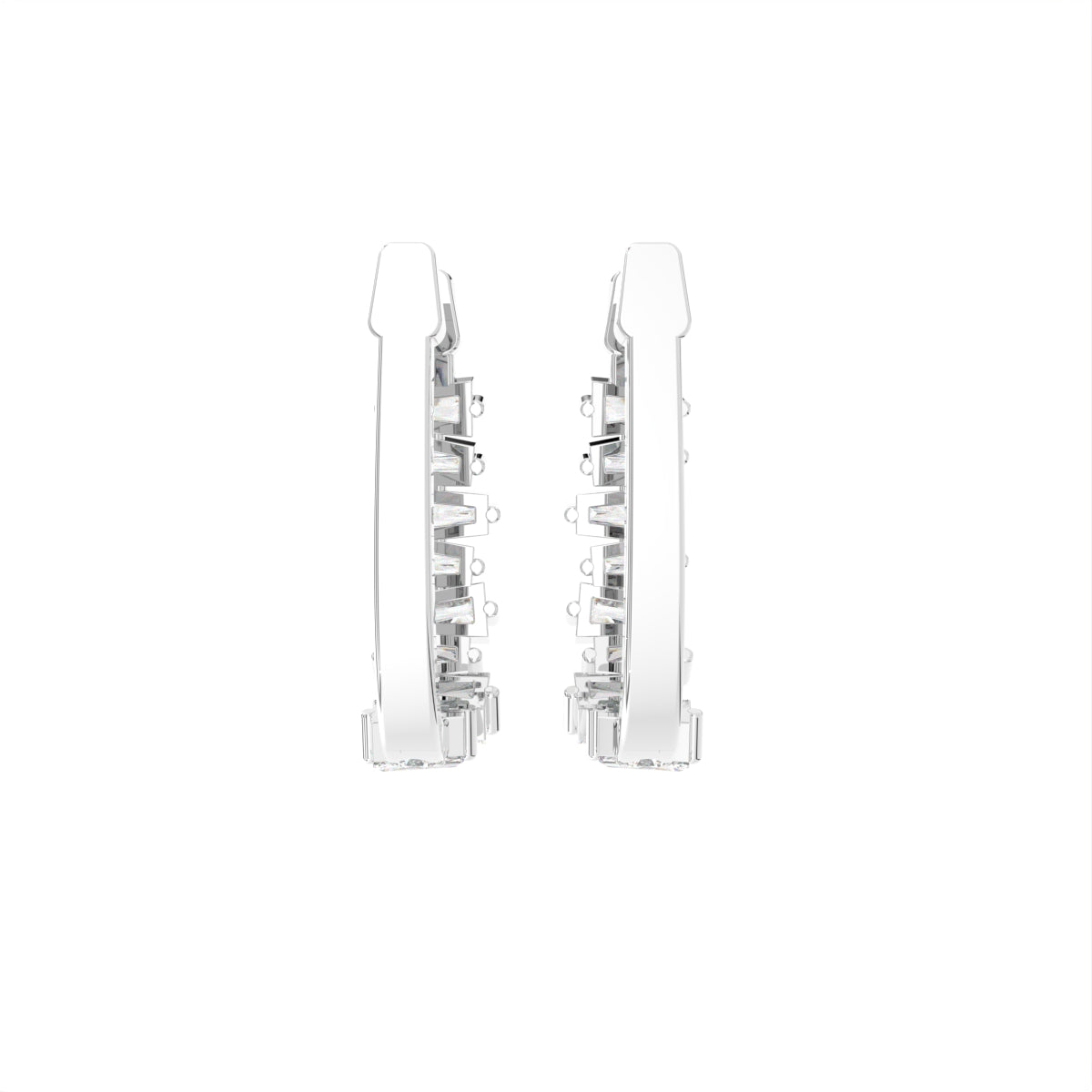 18K Baguette Diamond Hoop Earrings — BACK