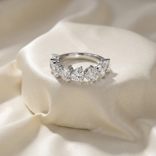 14K White Gold Eternity Heart Diamond Ring