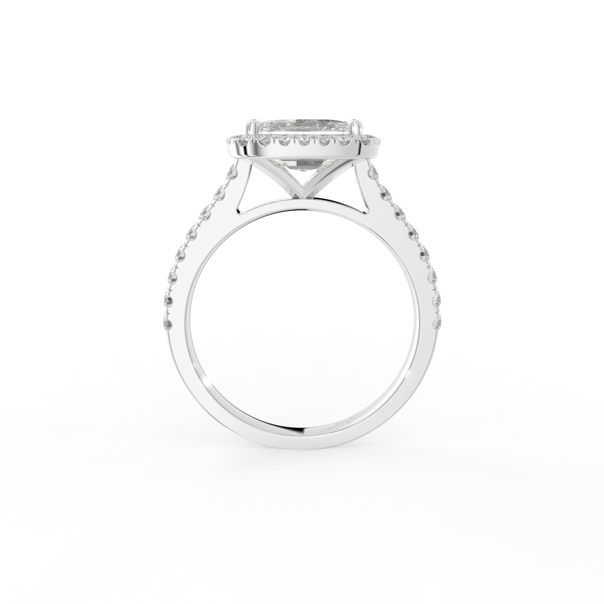 18K Halo Solitaire Diamond Engagement Ring — FRONT