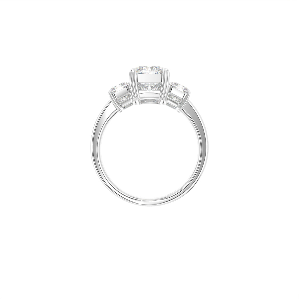 18K Trilogy Three-Stone Diamond Engagement Ring — FRONT