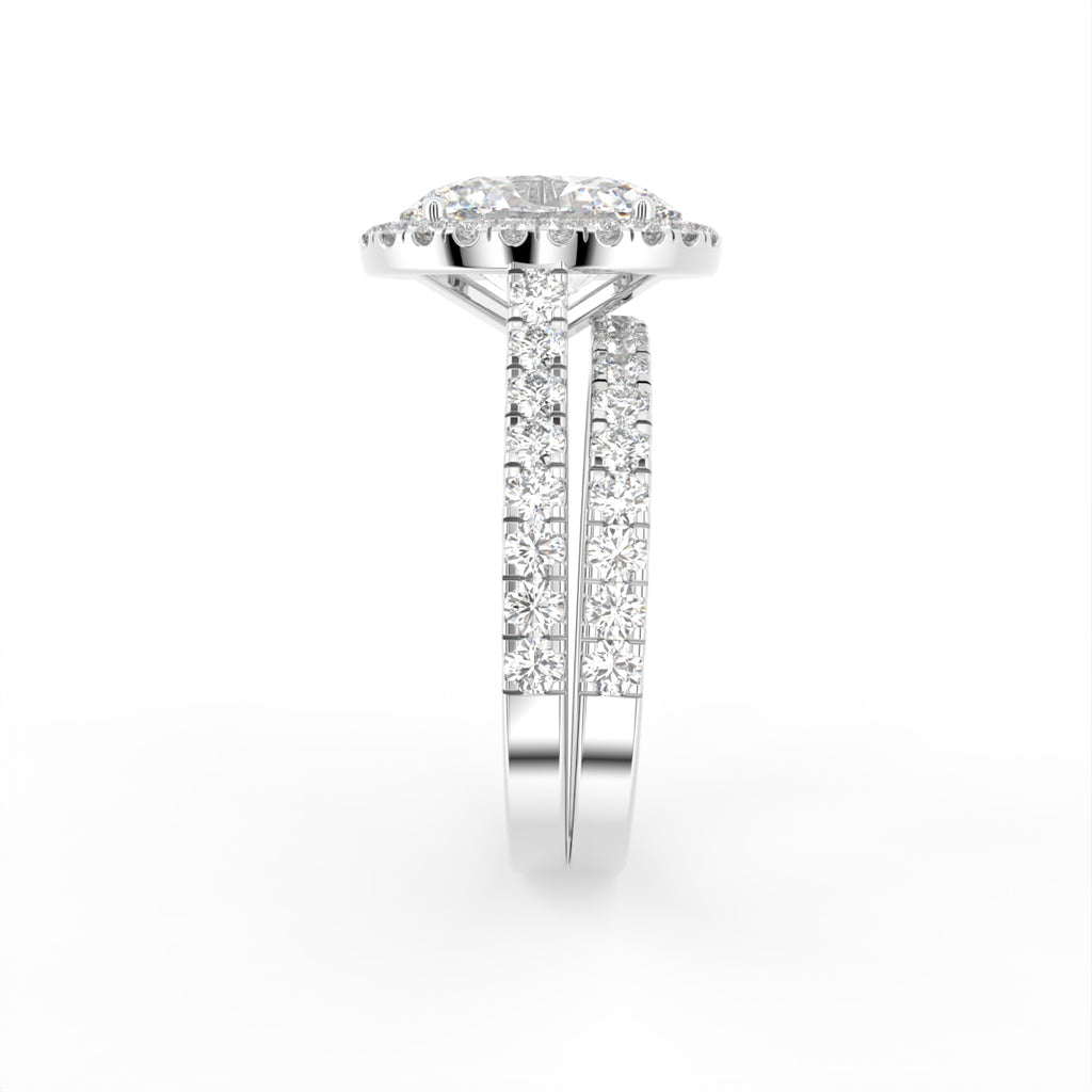 18K Halo Oval Diamond Engagement Ring — SIDE