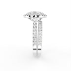 18K Halo Oval Diamond Engagement Ring — SIDE