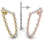 18K Yellow Gold Diamond Hoop Earrings — 3 COLOR