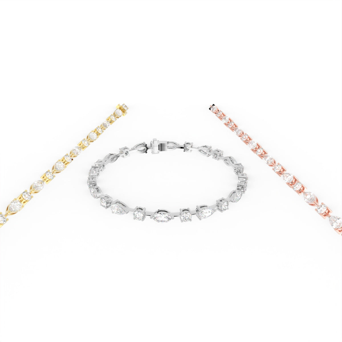 18K Mixed Shape Diamond Bracelet — 3 COLOR