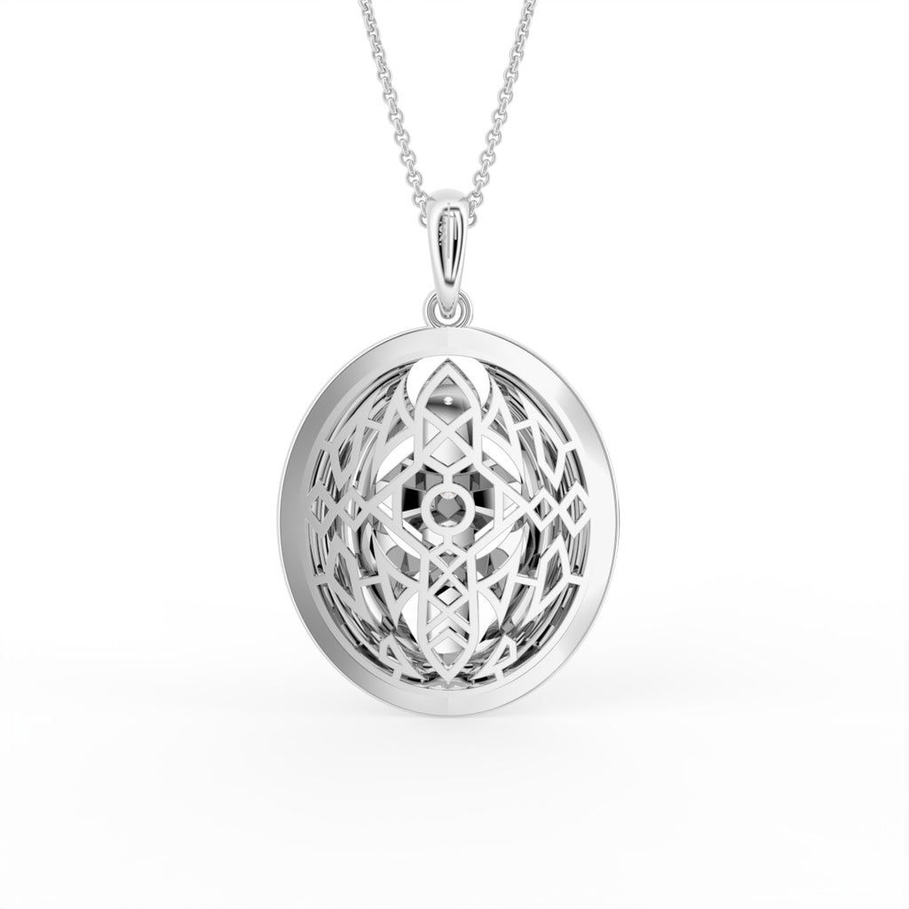 18K Bespoke Geometric Diamond Pendant — BACK