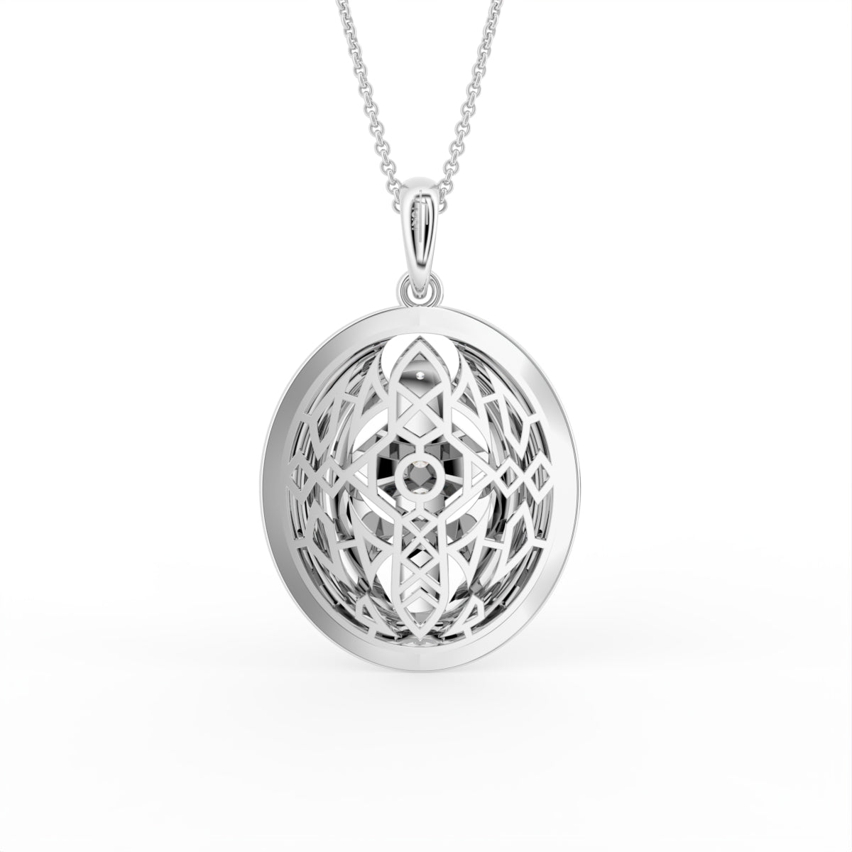 18K Bespoke Geometric Diamond Pendant — BACK