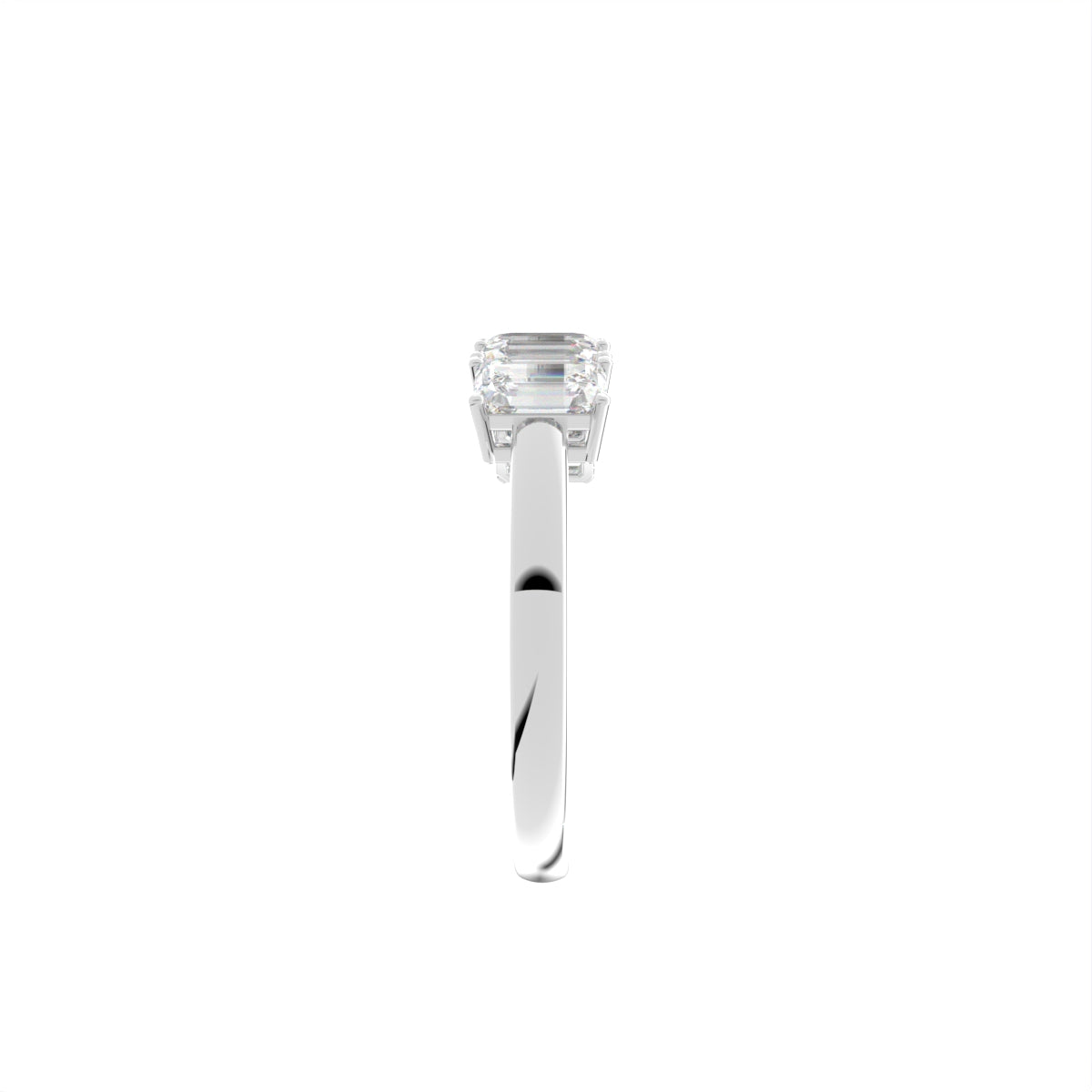 18K Solitaire Emerald Cut Diamond Ring — SIDE