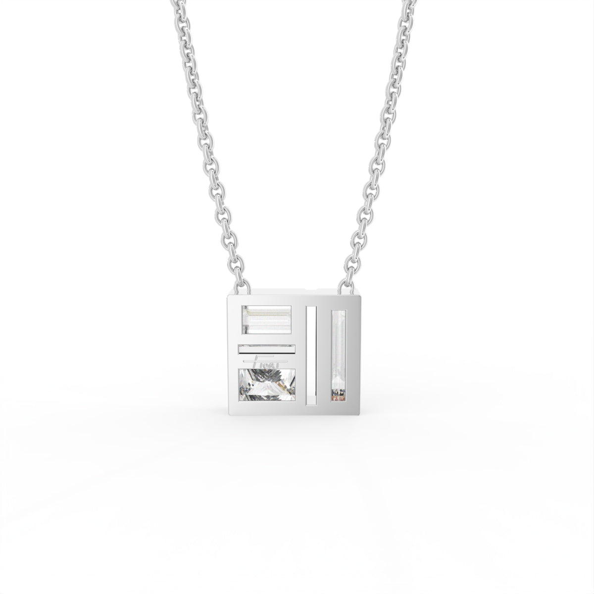 18K Baguette Diamond Pendant — BACK