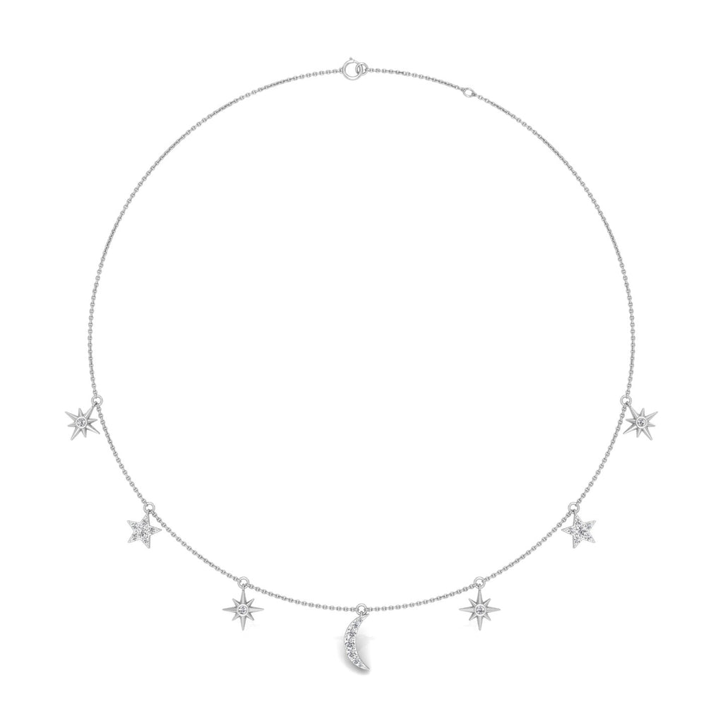 18K Square Diamond Station Necklace — TOP
